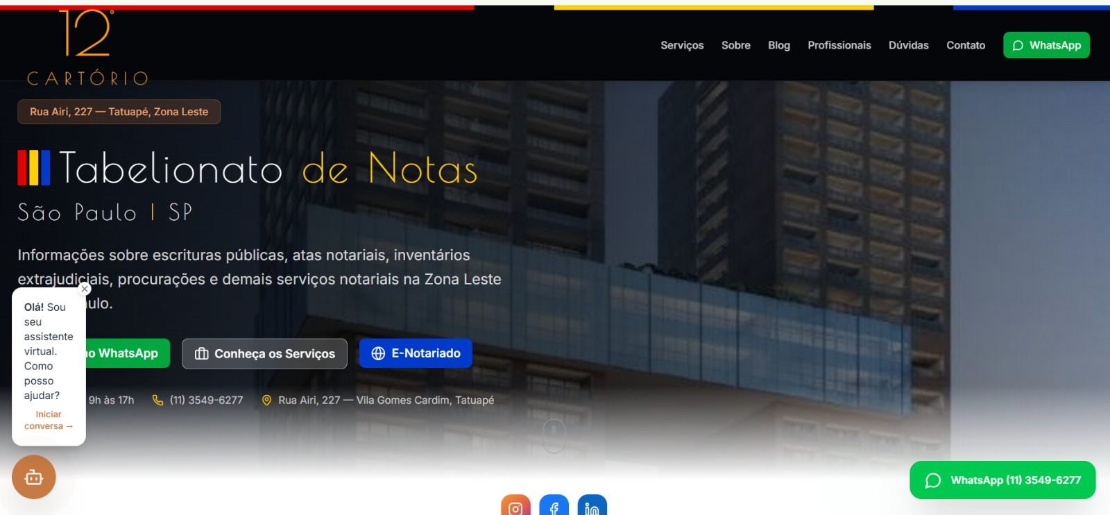 Fachada do 12º Tabelião de Notas